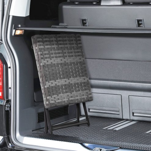 Outsunny Folding Rattan Garden Coffee Table, Small Square Outdoor Bistro Side Table with Rattan Top for Patio, Balcony, Porch, 40 x 40 x 40 cm, Grey