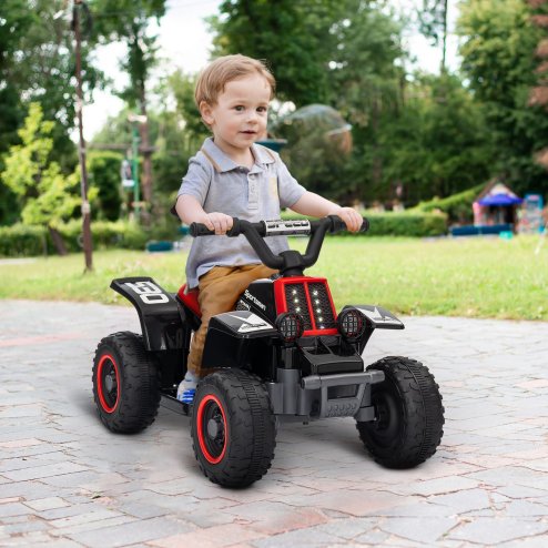 AIYAPLAY 6V Electric Car for Kids, Battery Powered Kids ATV, Quad Bike with Forward Backward, LED Headlights, for Ages 18-36 Months, Red