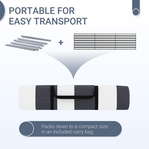 Outsunny 4 Pole Camping Windbreaks, Beach Wind Shield Shelter with Carry Bag and Steel Poles, Outdoor Caravan Privacy Shield, 540cm x 150cm, Grey and White