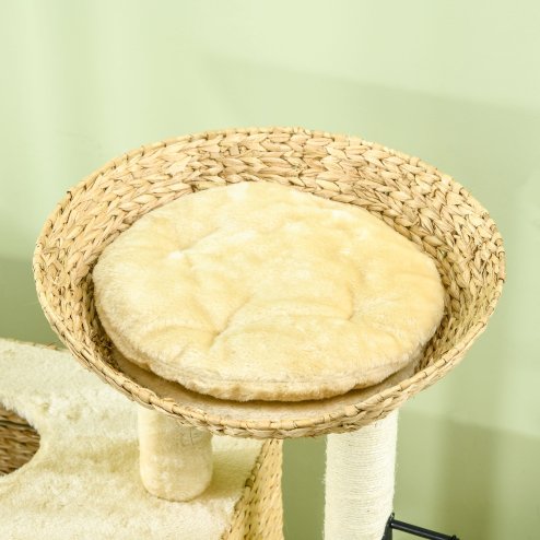 PawHut 95cm Cat Tree for Indoor Cats, Cat Tower with Scratching Posts, Ramp, Condo, Toy Balls, Platform, Bed, Ramp - Beige