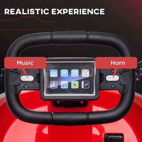 HOMCOM Kids Bumper Car 360° Rotation Spin Waltzer Car 6V Electric Ride On Car with 2 Speeds, Music, Lights for 18-48 Months - Red