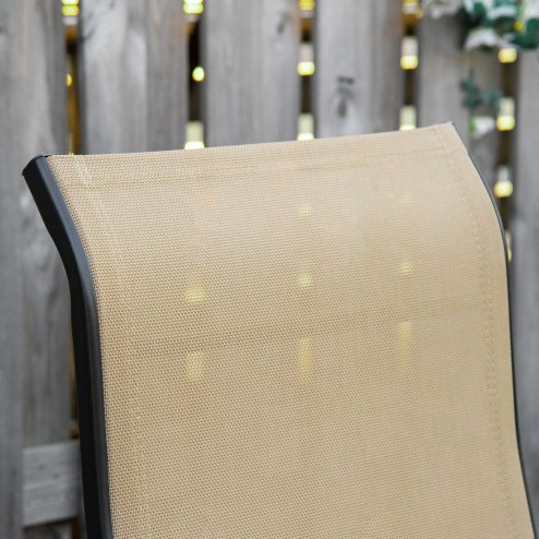 Outdoor Reclining Garden Chair Set of 2, 10-Position Adjustable Folding Sun Lounger Zero Gravity Chairs with Texteline Seat, Armrests and Footrest for Patio, Beige
