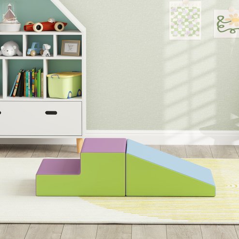 HOMCOM Soft Play Set, 2 Piece Kids Climb and Crawl Foam Play Activity Toys, Soft Play Equipment for Toddlers 12-36 Months, Blue