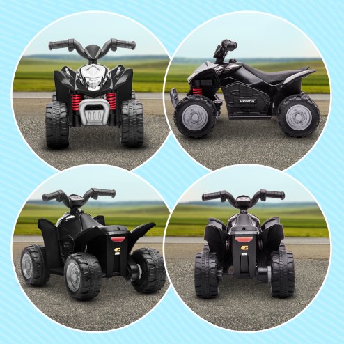 AIYAPLAY Honda Licensed Kids Electric Quad Bike, 6V Ride On Car ATV Toy, with LED Light, Horn, for 1.5-3 Years, Black