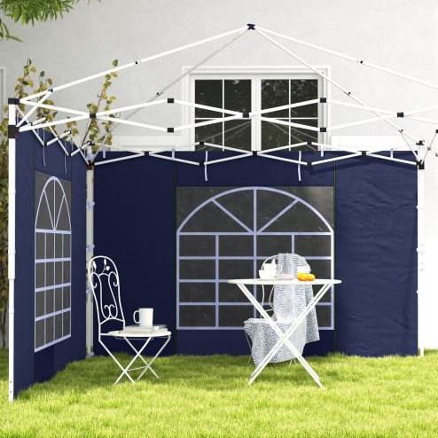 Outsunny Gazebo Side Panels with Windows and Doors, for 3x3(m) or 3x6m Pop Up Gazebo, 2 Pack Sides Replacement, Blue