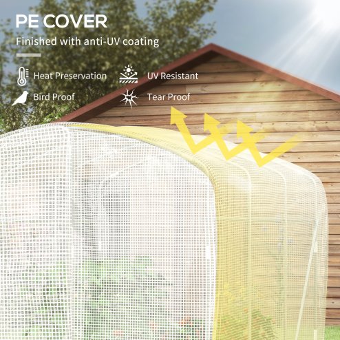 Outsunny 3 x 2 x 2m Polytunnel Greenhouse with Hinged Door, Walk-in Grow House Tent with UV-resistant PE Cover, Galvanised Steel Frame, Clamps, White