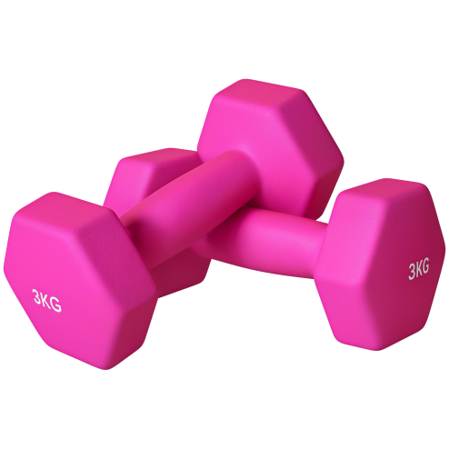 SPORTNOW Set of 2 Hex Dumbbells, Neoprene Weights Pair with Non-Slip Grip, Home Gym Fitness Training Equipment, 2 x 3kg, Pink