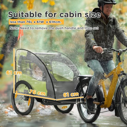 HOMCOM Baby Bike Trailer Cover, Waterproof Bicycle Trailer Storage Cover, Anti Dust Rain Snow, Cold Wind, 76 x 61 x 61 cm