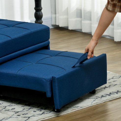 HOMCOM Convertible Chair Bed with Padding Seat, 4-in-1 Multi-Functional Sleeper Sofa Bed, Recliner with Adjustable Backrest, Side Pocket, Wheels and Pillow, for Living Room
