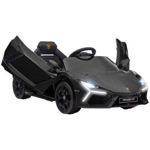 AIYAPLAY Lamborghini Revuelto Licensed Electric Car for Kids with Butterfly Doors, 12V Kids Electric Ride On with Suspension, Remote Control, LED Lights, Horn, USB, MP3 for 3-5 Years, Black