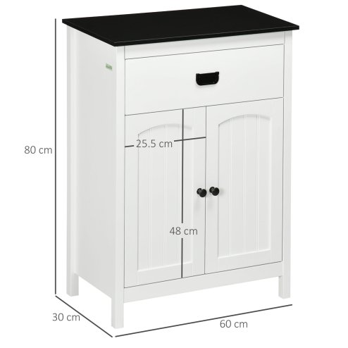 kleankin Bathroom Cabinet, Bathroom Storage Unit with Drawer, Double Door Cabinet, Adjustable Shelf for Living Room, Bedroom, White