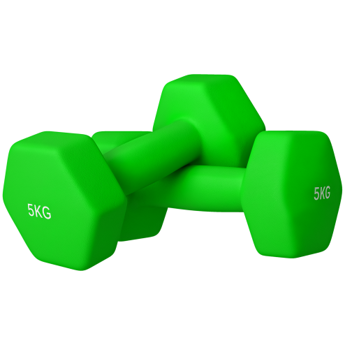 SPORTNOW Set of 2 Hex Dumbbells, Neoprene Weights Pair with Non-Slip Grip, Home Gym Fitness Training Equipment, 2 x 5kg, Green