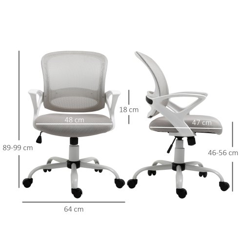 Vinsetto Office Chair, Ergonomic Computer Desk Chair, Swivel Work Task Mesh Chair with Lumbar Back Support, Adjustable Height, for Home Office Study, Grey
