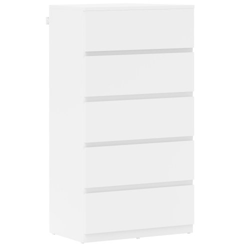 HOMCOM Chest of Drawers, 5 Drawers Storage Cabinet Floor Tower Cupboard for Bedroom Living Room, White