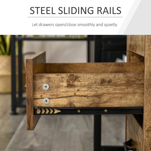 HOMCOM 3-Drawer Filing Cabinet, Mobile File Cabinet for Home Office, Small Rolling Filing Cabinet, Printer Stand, Under Desk File Cabinet for A4, Letter-Size Files, Rustic Brown