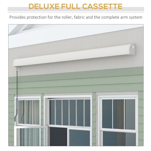 Outsunny 4 x 3(m) Electric or Manual Retractable Awning, Half Cassette, with Remote Controller, Manual Crank Handle and Aluminium Frame, Sun Canopies for Patio Deck Door Window, Grey