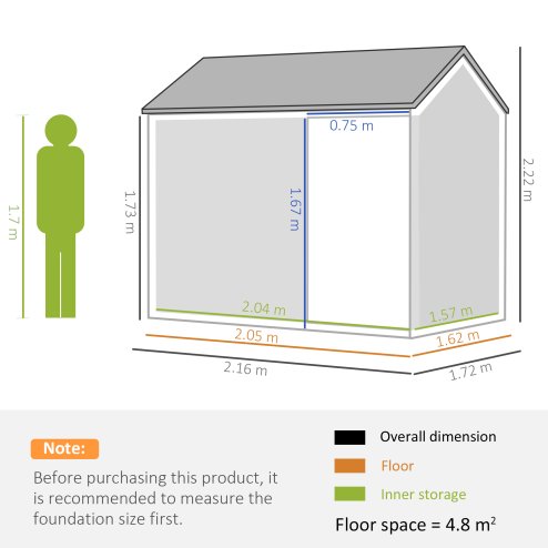 Outsunny 7 x 6 ft Garden Shed, Metal Shed with Single Door, Window and Air Vents, Galvanised Outdoor Lockable Tool Storage House, Dark Grey