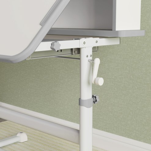 AIYAPLAY Kids Desk and Chair Set, Height Adjustable Children School Study Desk, Student Writing Desk with Tiltable Desktop Drawer, Pen Slot, Reading Rack for Ages 3-13 Years, Grey