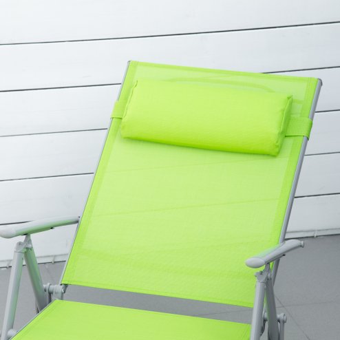 Outsunny Steel Fabric Sun Lounger Outdoor Folding Chaise Lounge Chair Recliner with Portable Design & 7 Adjustable Backrest Positions