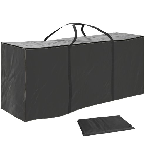 Outsunny 720 L Outdoor Garden Cushion Storage Bag, Heavy Duty 600D Oxford Fabric Waterproof Garden Furniture Cushion Storage Bag with 2-Way Zip for Tent, Christmas Tree, 175 x 55 x 75 cm, Black