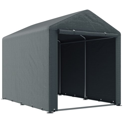 Outsunny 1.6 x 2.2m Garden Storage Shed Tent, Portable Shed Shelter with Galvanised Steel Frame and Large Door, for Motorbike, Garden Tools, Bike Storage, Dark Grey