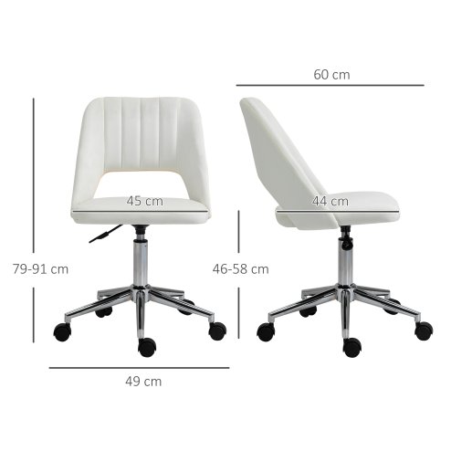 Vinsetto Mid Back Office Chair, Velvet Fabric Swivel Scallop Shape Computer Desk Chair for Home Study Bedroom, Cream White