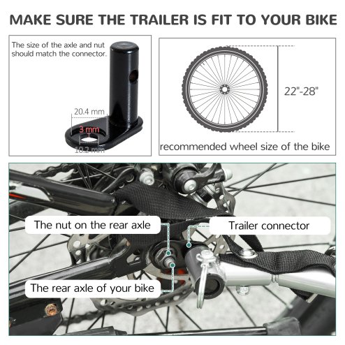 PawHut Steel Dog Bike Trailer Pet Cart Carrier for Bicycle Kit Water Resistant with Hitch Coupler Travel Red and Black