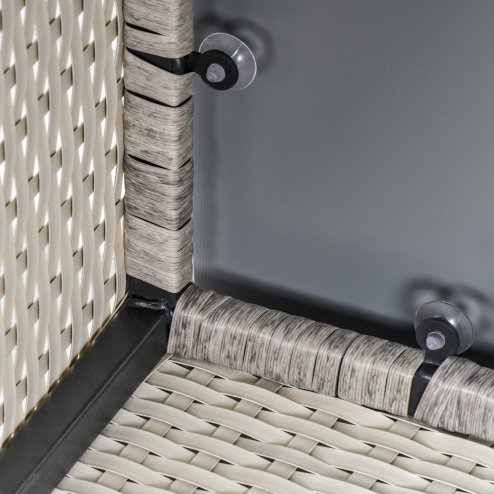 Outsunny Rattan Garden Coffee Table, 65 cm Square Garden Rattan Table with Tempered Glass Top, All-Weather Wicker Bistro Outdoor Furniture for Patio, Balcony, Porc, Grey