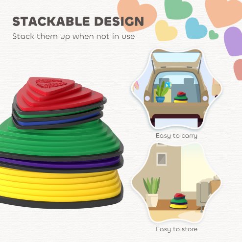 AIYAPLAY Stepping Stones for Kids, 6 Pieces Balance Stones with Non-Slip Wrapping Strips, Outdoor Indoor Stackable Sensory Toys Obstacle Course for Balance and Motor Skills