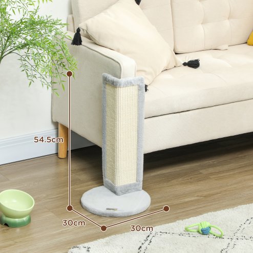 PawHut Cat Scratching Post, 56cm Corner Cat Scratch Post with Sisal Scratching Pad, for Indoor Corners, Table Corners, Sofa Corners, Grey