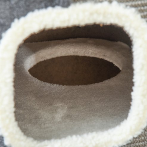 PawHut Cat Barrel Scratching Post Cat Tree for Indoor Cats Kitten Climbing Frame Pet Play Tower Soft Plush & Lamb Fleece Grey