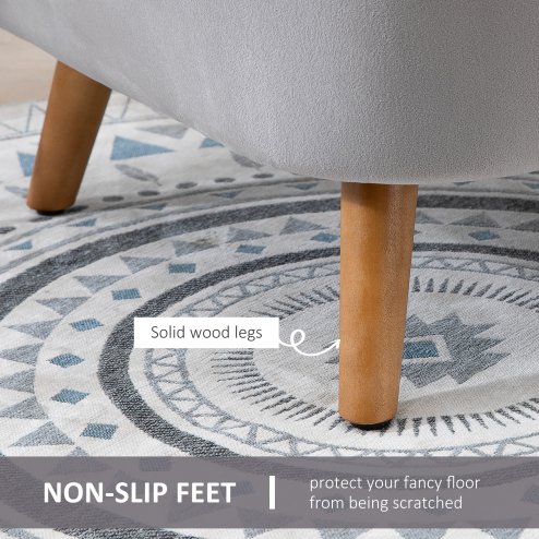 HOMCOM Velvet Armchair, Modern Accent Chair, Upholstered Tub Chair with Solid Wood Legs and Seat Cushion for Living Room, Grey