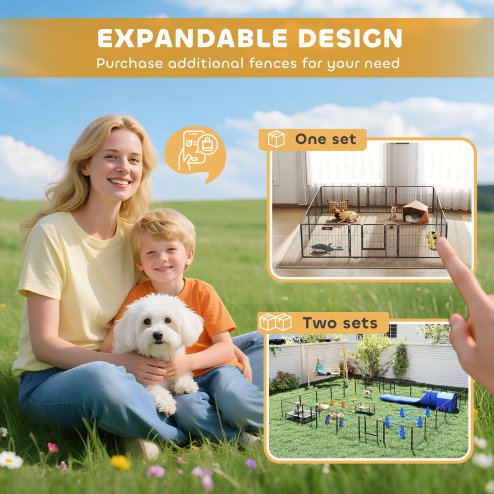 PawHut Dog Pen 12 Panels Puppy Pen Heavy Duty Pet Playpen for Indoor Outdoor for Dogs, Rabbits, Ducks 60cm High