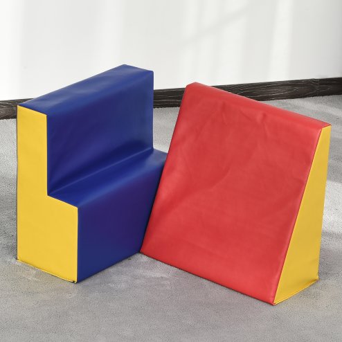 HOMCOM Soft Play Set, 2 Piece Kids Climb and Crawl Foam Play Activity Toys, Soft Play Equipment for Toddlers 12-36 Months, Red