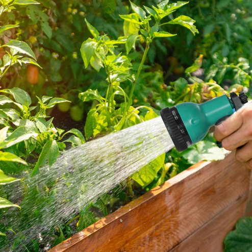 Outsunny Retractable Hose Reel Wall Mounted, 30+2m Garden Hose Pipe Reel with Lock, Auto Rewind, 7 in 1 Spray Nozzle, Includes Wall Fixings, 180?? Swivel, Outdoor Watering, Grey