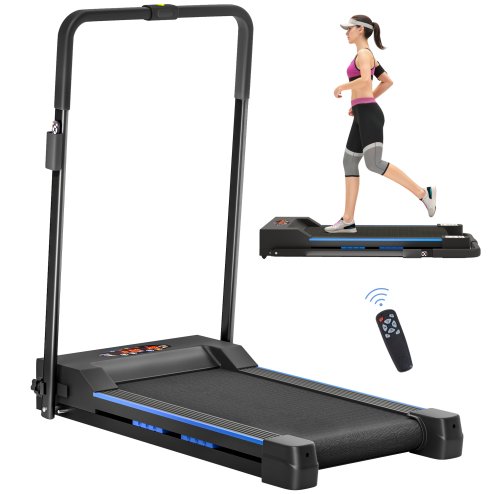 HOMCOM Folding Treadmill Walking Pad, 1-6km/h Treadmill Walking Machine, with Remote Control and LCD Display for Home Gym Office, Blue