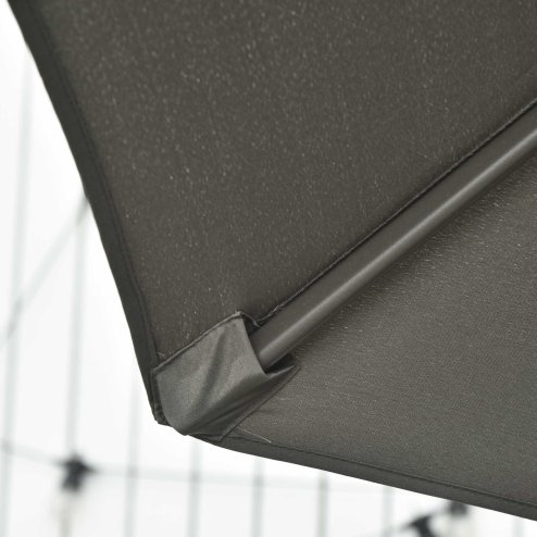 Outsunny 3(m) Patio Offset Parasol Roma Umbrella Cantilever Hanging Sun Shade Canopy Shelter Tilt 360 Rotation with Aluminium Frame Hand Crank Cross Base, Dark Grey