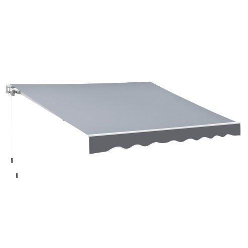 Outsunny 2.5m x 2m Retractable Awning, DIY Garden Awning Canopy, Anti-UV Sun Shade Shelter with Aluminium Frame and Crank Handle, Grey