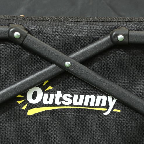 Outsunny 41L Festival Trolley on Wheels, Small Garden Folding Trolley Cart, 60kg Heavy Duty Collapsible Folding Wagon with Adjustable Handle and Carrying Bag for Beach, Camping, Festival, Black