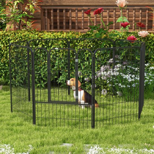 PawHut Dog Pen 8 Panels Puppy Pen Heavy Duty Pet Playpen for Indoor Outdoor for Dogs, Rabbits, Ducks 100cm High