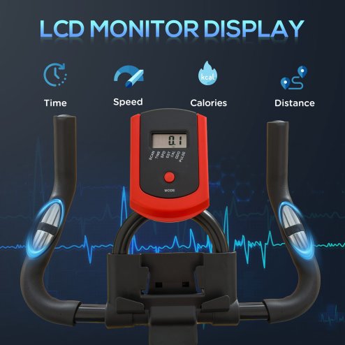 HOMCOM Indoor Exercise Bike, Stationary Bike, Cycling Machine with Adjustable Seat, Resistance, Handlebar, LCD Display and Flywheel, for Home Gym Workout, Black