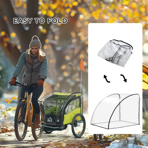 HOMCOM Baby Bike Trailer Cover, Waterproof Bicycle Trailer Storage Cover, Anti Dust Rain Snow, Cold Wind, 76 x 61 x 61 cm