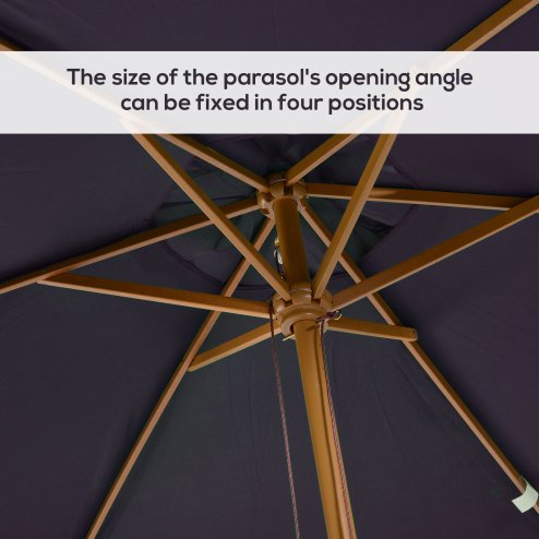 Outsunny 2 x 3m Wooden Garden Parasol Umbrella Outdoor Sun Shade Canopy, Table Market Umbrella with Vent, 38 mm Pole, Rope Pulley Mechanism, Black