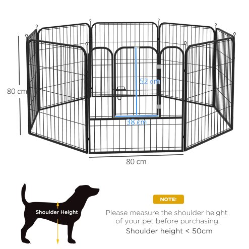 PawHut Dog Pen 8 Panels Puppy Pen Heavy Duty Pet Playpen for Indoor Outdoor for Dogs, Rabbits, Ducks 80cm High