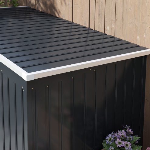 Outsunny 7 x 4ft Lean to Garden Shed with Foundation Kit, Double Door and Vents, Outdoor Metal Storage Shed for Equipment Tools, Dark Grey