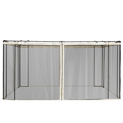 Outsunny fit 13x10ft Gazebo Universal Replacement Mosquito Netting for Patio Gazebos and Canopy Tents with Zippers for 3(m) x 4m Gazebo, (Sidewall Only) Beige