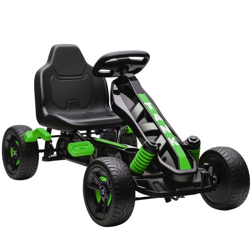 AIYAPLAY Pedal Go Kart, Ride on Racer with Freewheel System, Brake, Non-Slip EVA Wheels, Metal Frame, Go Kart for Kids Ages 3-6 Years, Green Image