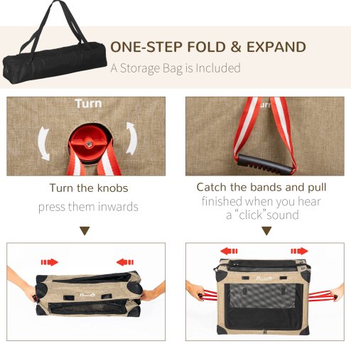 PawHut Foldable Pet Carrier for Small and Miniature Dogs, Portable Cat Carrier Soft Side Pet Travel Crate with Removable Mat, Breathable Mesh - 65 x 45 x 45 cm