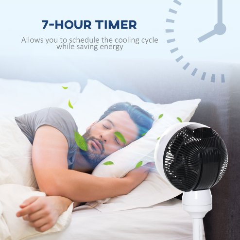 HOMCOM 9'' Air Circulator Fan 3 Speed 3 Mode, 70° Oscillation 90° Vertical Tilt, Remote Controller, for Living Room, Bedroom, Office, Black and White