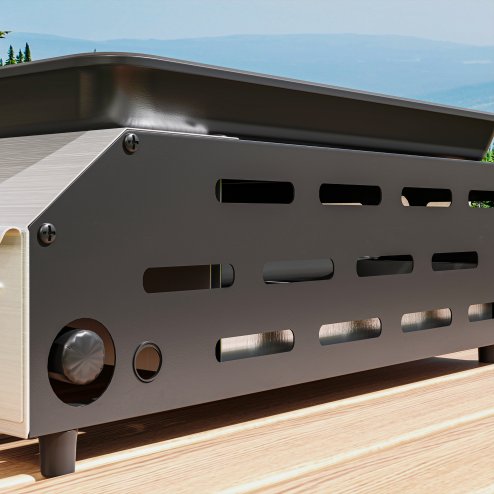 Outsunny Gas Plancha Grill with 2 Stainless Steel Burners, 4.8kW, Portable Tabletop Gas BBQ with Non-Stick Griddle for Camping, Picnic, Garden, Party, Festival, Silver Tone